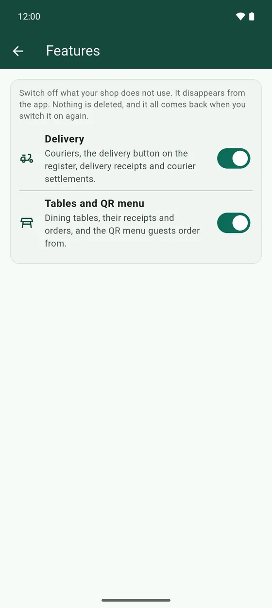 The Features page.