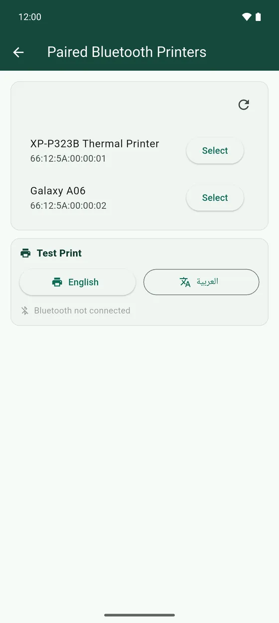 Pick your printer from the paired devices.